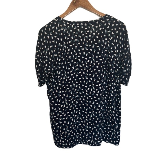 Cecil Women's Blue Heart Pattern Button Detail Short Sleeve Blouse Small - Picture 4 of 13